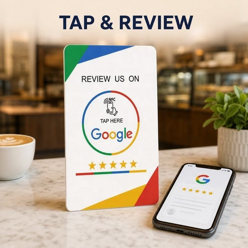 NFC Review Card on Stand Podium