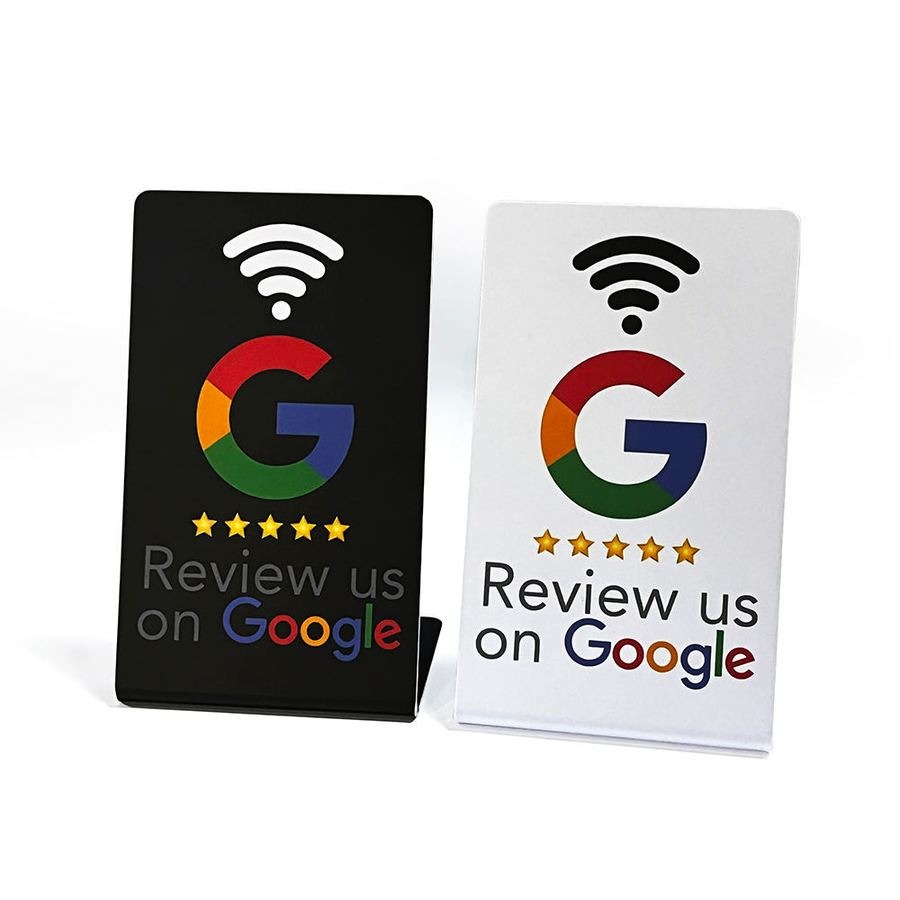 Google Review Countertop Stands in Black & White